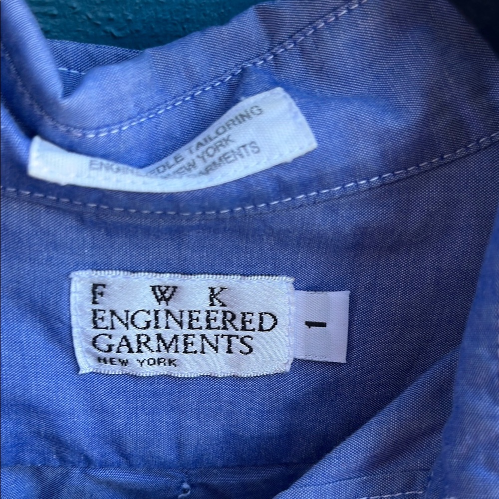 Engineered Garments Blue Round Collar Shirt NWOT - Picture 3 of 4